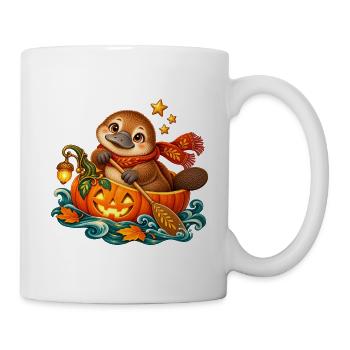 Schnabeltier im Halloween-Kürbis - Tasse - Weiß - Rechts