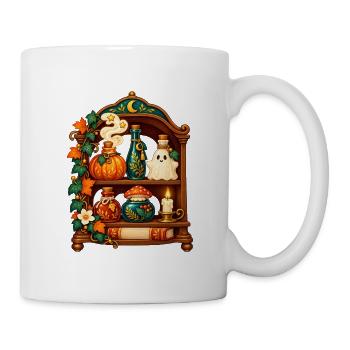 Verzaubertes Herbst-Halloween-Regal - Tasse - Weiß - Rechts