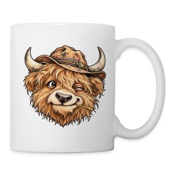 Lustiges Highland-Kuh-Cowboy-Western-Feldtier - Tasse - Weiß - Rechts