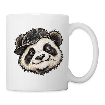 Cool Panda Flat Cap Street Art Tierkunst - Tasse - Weiß - Rechts