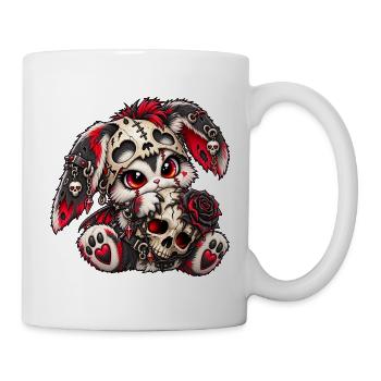 Gothic Hase mit Totenkopf – Dark Kawaii - Tasse - Weiß - Rechts