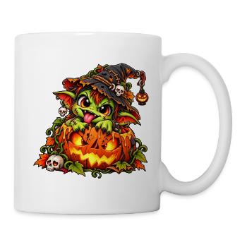 Frecher Kobold im Kürbis – Gothic Halloween - Tasse - Weiß - Rechts