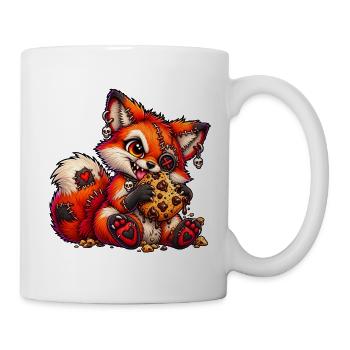 Gothic Fuchs mit Keksen – Süßer Punk Cartoon - Tasse - Weiß - Rechts