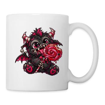 Gothic Monster mit Lutscher – Dark Kawaii - Tasse - Weiß - Rechts