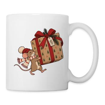 Christmas Mouse With Gift - Tasse - Weiß - Rechts