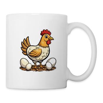 Niedliche Mama-Huhn mit Eiern - Tasse - Weiß - Rechts