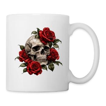 Rosenknochen Schädel Grafik - Tasse - Weiß - Rechts
