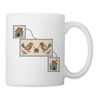 Vögel der Liebe: Umschlagbindung - Tasse - Weiß - Rechts