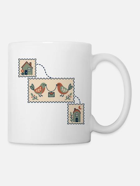 Vögel der Liebe: Umschlagbindung - Tasse - Weiß