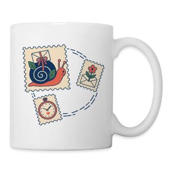 Snail Gift Stamp Art Art Zeit und Post - Tasse - Weiß - Rechts