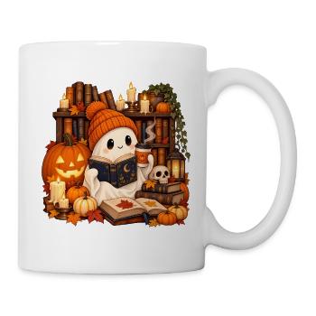 Gemütlicher Halloween-Bibliotheksgeist - Tasse - Weiß - Rechts