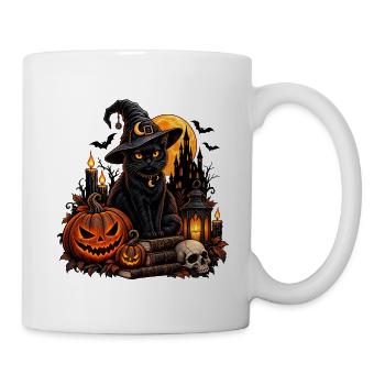 Magische Halloween-Katze im Gothic-Stil - Tasse - Weiß - Rechts