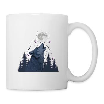Mondbeschienenes Wolfsheulen - Tasse - Weiß - Rechts