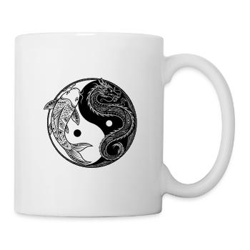 Koi-Drache Yin-Yang-Kreis - Tasse - Weiß - Rechts