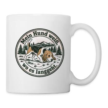 Beagle -  Mein Hund weiß, wo es langgeht. - Tasse - Weiß - Rechts