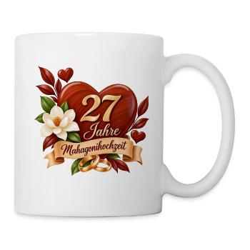 27.Hochzeitstag , 27 Jahre , Mahagonihochzeit  - Tasse - Weiß - Rechts