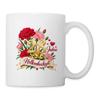 28.Hochzeitstag , 28 Jahre , Nelkenhochzeit - Tasse - Weiß - Rechts