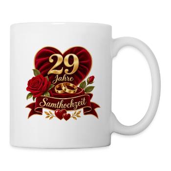 29.Hochzeitstag , 29 Jahre  , Samthochzeit - Tasse - Weiß - Rechts