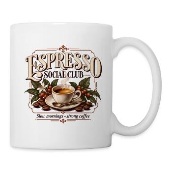 Espresso Social Club Vintage-Kaffeedesign - Tasse - Weiß - Rechts