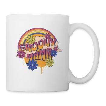 Groovy Mama 70er Retro Regenbogen Blumen - Tasse - Weiß - Rechts