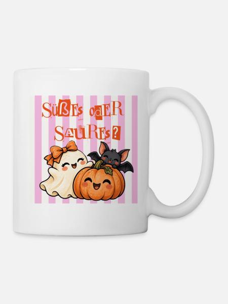 Süßes oder Saures – Halloween Retro - Tasse - Weiß