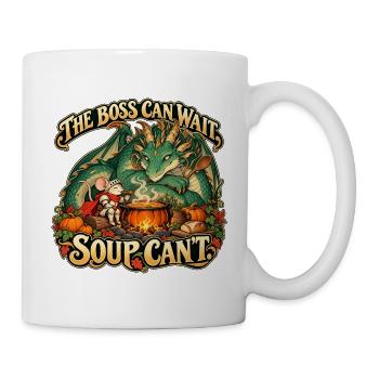 Drachenboss mit Suppe - Tasse - Weiß - Rechts
