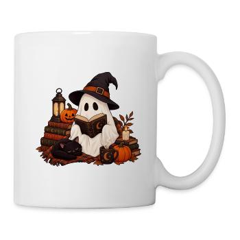 Geist liest Buch Halloween - Tasse - Weiß - Rechts