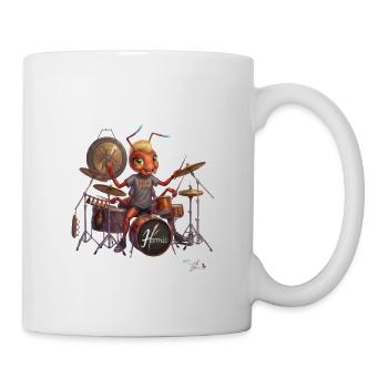 Ameise MALÚ am Schlagzeug | prima Drummer Geschenk - Tasse - Weiß - Rechts