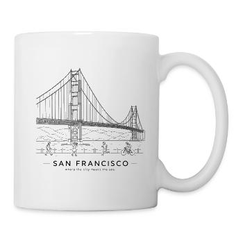 San Francisco — Golden Gate Bridge Line Kunst - Tasse - Weiß - Rechts