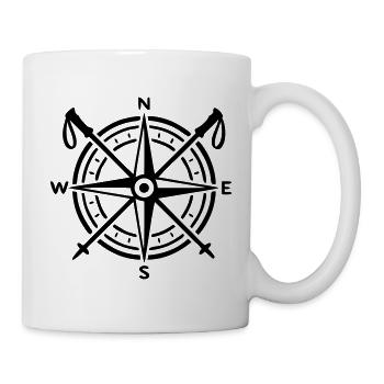 Kompass Wanderstoecke Logo - Tasse - Weiß - Rechts