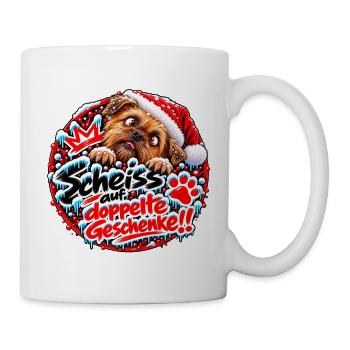 Weihnachtshund gegen doppelte Geschenke - Tasse - Weiß - Rechts