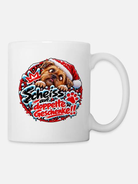 Weihnachtshund gegen doppelte Geschenke - Tasse - Weiß