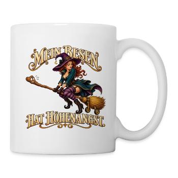 Besen mit Höhenangst - Tasse - Weiß - Rechts