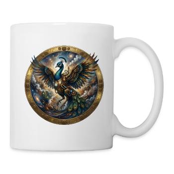 Geflügelter mechanischer Pfau - Tasse - Weiß - Rechts