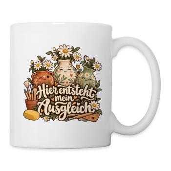 Töpfern - Ausgleich durch Blumenvasen - Tasse - Weiß - Rechts
