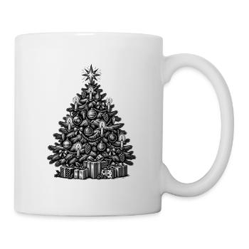 Monochromer Lichterbaum mit Geschenken - Tasse - Weiß - Rechts