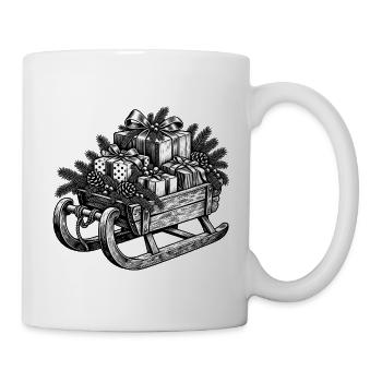 Weihnachts-Schlitten mit Geschenken - Tasse - Weiß - Rechts