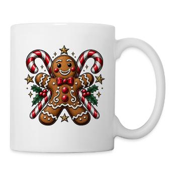 Lebkuchenheld mit Zuckerstangen - Tasse - Weiß - Rechts