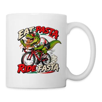 Eat Pasta Ride Fasta – Rennrad T-Rex - Tasse - Weiß - Rechts