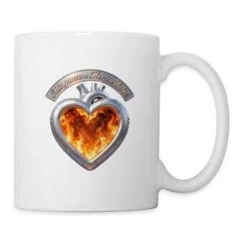 Feuerherz im Metallrahmen mit Banner - Tasse - Weiß - Rechts