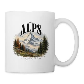 Die Alpen – Mountain Peak Aquarelldesign - Tasse - Weiß - Rechts