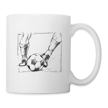 Soccer Ball Kick – Football Bleistiftzeichnung - Tasse - Weiß - Rechts
