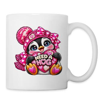 Need a Hug Pinguin Herzen - Tasse - Weiß - Rechts