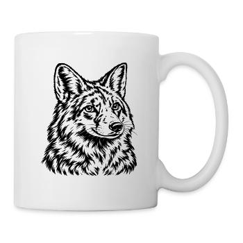 Rotfuchs – Klassisches Schwarz Weiß Porträt - Tasse - Weiß - Rechts
