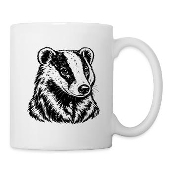 Dachs – Detailreiches Schwarz Weiß Porträt - Tasse - Weiß - Rechts