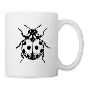 Gepunktetes Glücksinsekt – Schwarz Weiß - Tasse - Weiß - Rechts