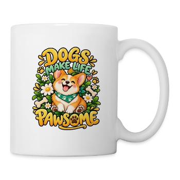 Pawsome Welpe mitten in blumenhafter Freude - Tasse - Weiß - Rechts