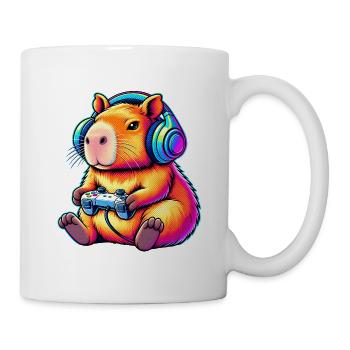 Lustiges Capybara Gaming Wasserschwein Gamer - Tasse - Weiß - Rechts