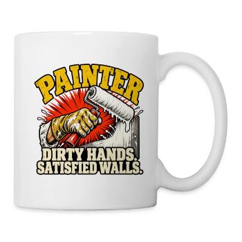 Maler schmutzige Hände zufriedene Wände - Tasse - Weiß - Rechts