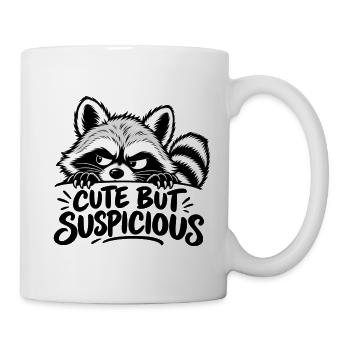 Niedlich, aber verdächtig – lustiges Waschbärendesign - Tasse - Weiß - Rechts